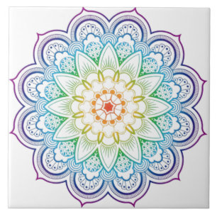 Moderne Mandala Coloration Datura Fleur Carreaux c