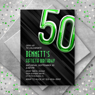 Moderne Mens Green 50e anniversaire Invitation