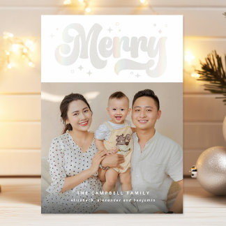 Moderne Merry Shimmer Carte photo de vacances