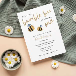 Moderne mignonne Bumblebee Invitation premier anni