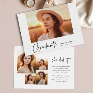 Moderne Minimal 5 Faire-part de graduation photo