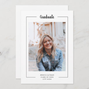 Moderne minimal noir blanc Script photo graduation