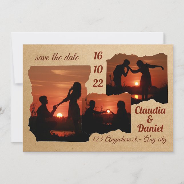 Moderne minimaliste 3 faire-part de mariage photo (Devant)