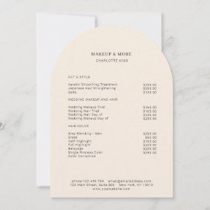 Moderne, Minimaliste, Beige, Carte de Tarifs de Sa