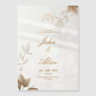 Moderne minimaliste Brown Floral Faire-part de mar