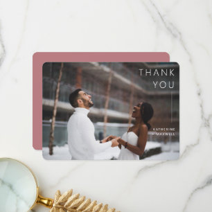 Moderne minimaliste Dusty Rose Mariage Photo Merci