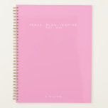 Moderne minimaliste enseignant École Pink Planner<br><div class="desc">Planificateur pédagogique minimaliste moderne avec texte/titre personnalisable,  année et nom. Arrière - plan rose lavande avec texte blanc.</div>