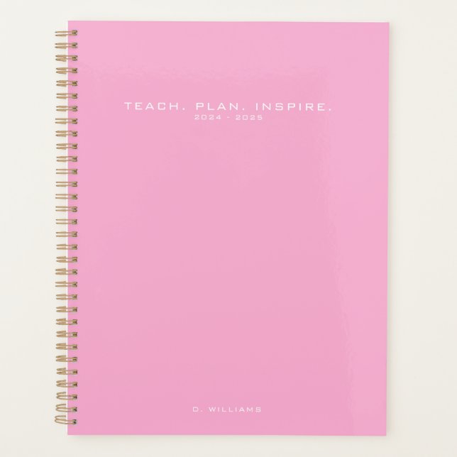 Moderne minimaliste enseignant École Pink Planner (Devant)