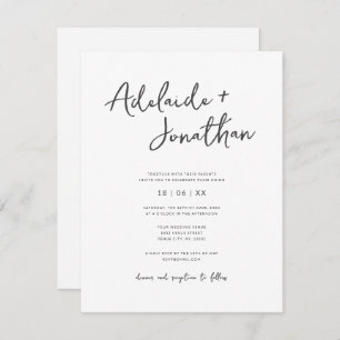 Moderne minimaliste Faire-part de mariage de scrip