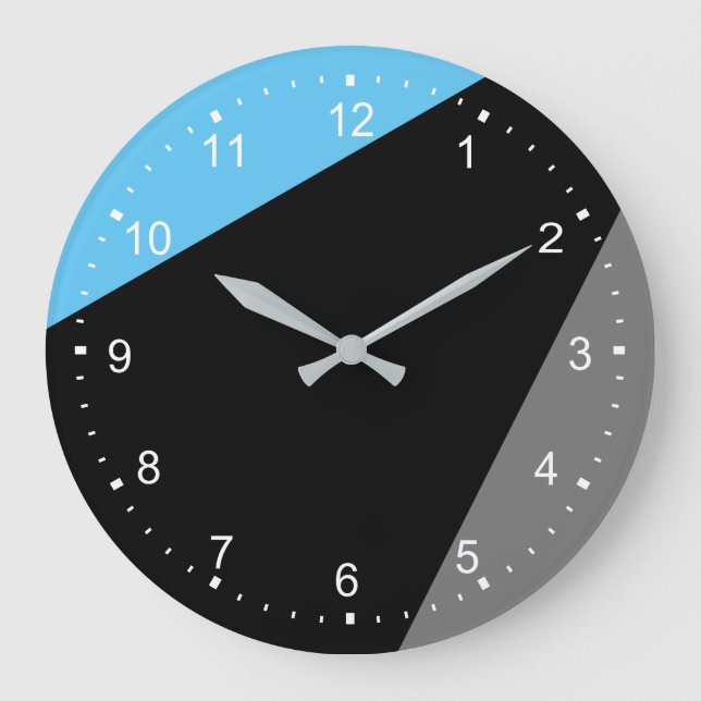 Moderne minimaliste Gris Bleu Noir Grande horloge (Recto)