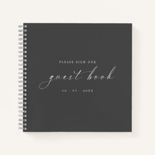 Moderne minimaliste gris foncé Mariage du livre d'