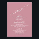 Moderne minimaliste Pastel Mariage Table Carte Men<br><div class="desc">Moderne minimaliste Pastel Menu Mariage en Rose sauvage Couleur rose Élégant 5x7" Mariage Table Cartes Menu Plat Menu Élégant Calligraphie Manger et Boire Menus Mariage | Calligraphie simple Menus Mariage rustique Menus Mariage,  Menu Mariage rustique,  Menu Mariage Floral,  Menu Table Mariage,  Cartes de Menu Mariage Pastel</div>