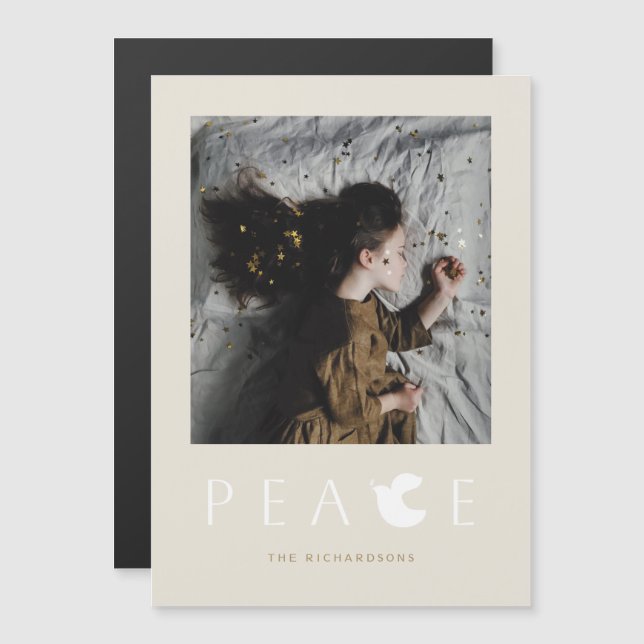 Moderne minimaliste Peace Dove Magnet photo (Devant / Derrière)