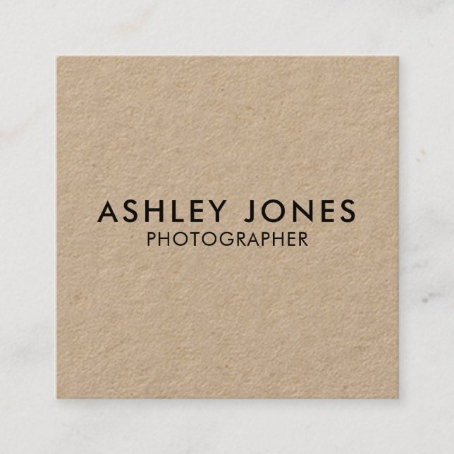 Moderne minimaliste QR Kraft Carte de visite (Devant)