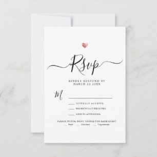 Moderne minimaliste Script Rose Gold Wedding RSVP