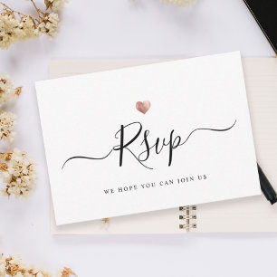 Moderne minimaliste Script Rose Gold Wedding RSVP