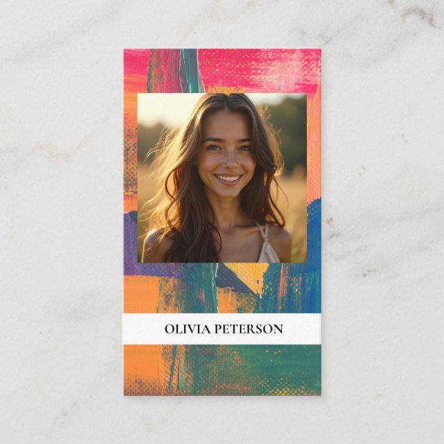 Moderne modèle de carte de visite éditable avec fo (Devant)
