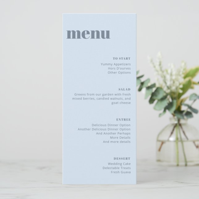 Moderne modèle de menu de dîner de mariage grand e (Debout devant)