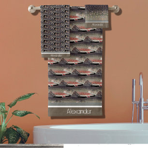 Moderne Monogram Truite Poisson Design noir blanc 