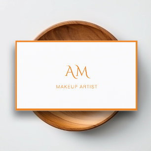 Moderne, Monogramme, Blanc, Carte de visite orange