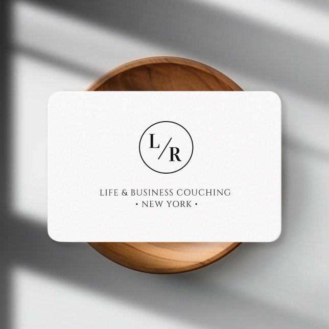 Moderne, Monogramme, carte de visite blanc (Modern, Monogram, white business card)