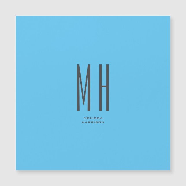 Moderne Monogramme Professionnel Simple Bleu Ciel (Devant)