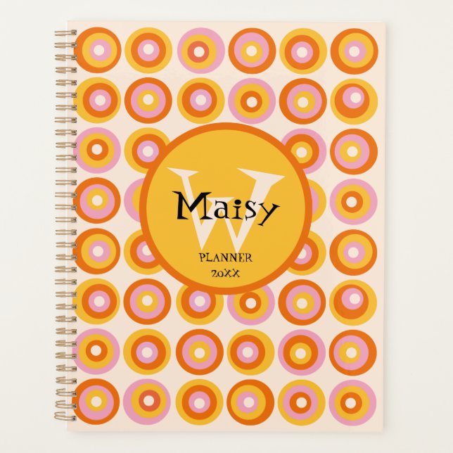 Moderne Monogramme Rétro Cercles Orange 2023 (Devant)