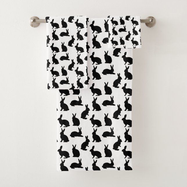 Moderne motif de formes de lapin en noir et blanc  (En situation)