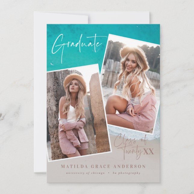 Moderne multi photo graduation océan plage moderne (Devant)