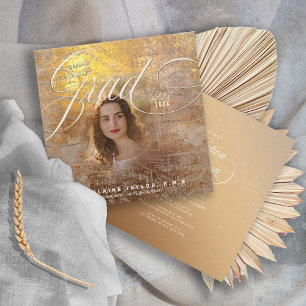 Moderne Musique Grad Photo Gold ID899 Invitation