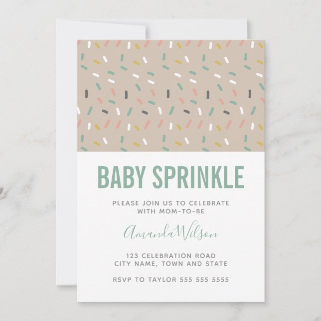 Moderne Neutral Green Baby Boy Sprinkle Invitation (Devant)