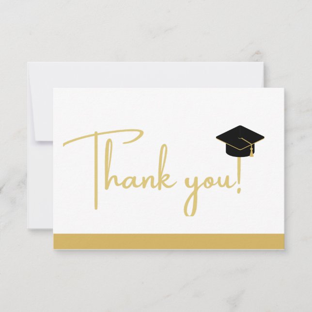 Moderne Noir et Or Blanc graduation Merci C (Devant)