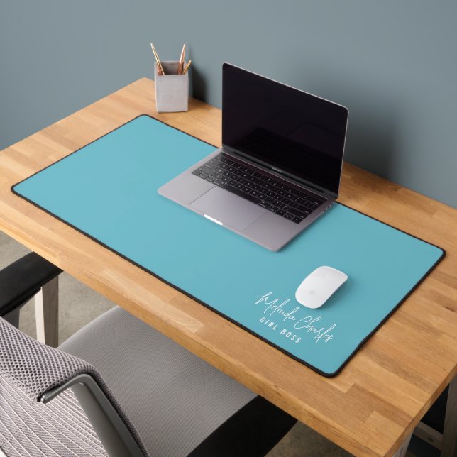 MODERNE Nom MINIMAL design solide bleu turquoise (Bureau 2)