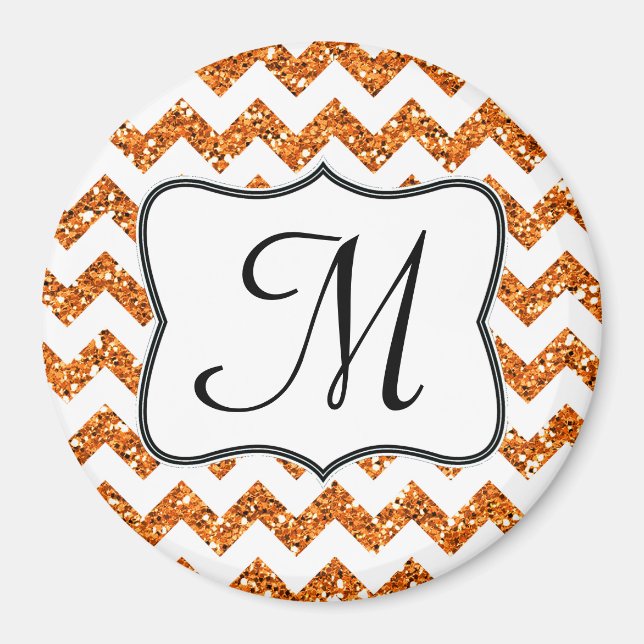 Moderne Oran Glitte Chevron Monogramme Aimant init (Devant)
