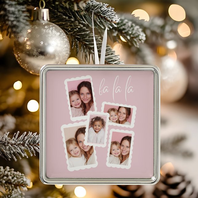 Moderne Ornement de Noël « Fa La La » Rose Multi-P (Créateur téléchargé)