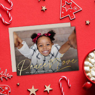 Moderne Paix Coeur Amour Vacances Photo Gold Foil