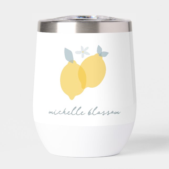 Moderne Pastel Citrus Lemons Motif Nom personnalis (Avant)