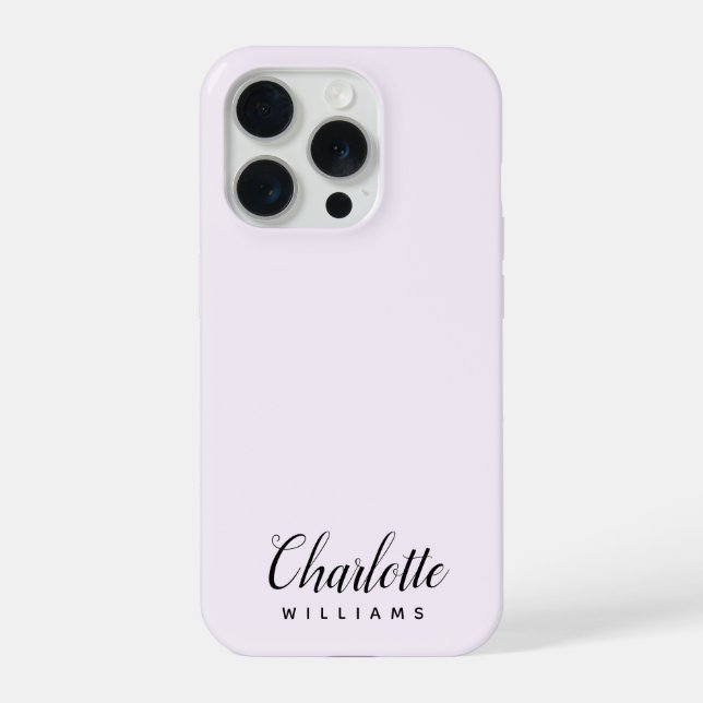 Moderne Pastel Pink Monogram iPhone 15 Pro Coque (Verso)