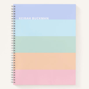 Moderne Pastel Rainbow Stripes Nom Carnet