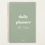 Moderne Personnalisé Boho Chic Minimaliste Daily P<br><div class="desc">Restez organisés avec élégance ! 📅 Customisez notre Boho Chic Dusty Green Daily Planner avec votre nom,  année et titre! Ton style,  ton programme. Atteignez vos objectifs de façon minimaliste et moderne. La planification a été personnalisée et élégante ! 🌼 #CustomPlanner #OrganisationButs</div>