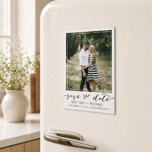 Moderne Photo Personnalisée Save the Date Blanc