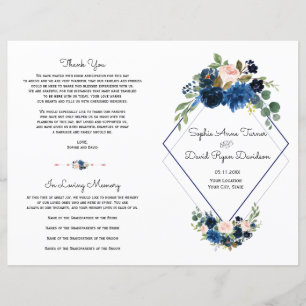 Moderne Pink Blue Floral Navy Blue Diamond Program