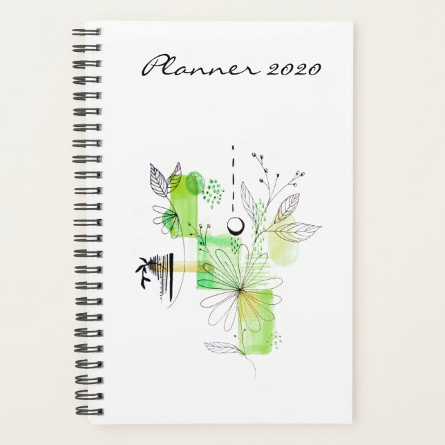 Moderne planificateur 2020 Green Art Abstrait (Devant)