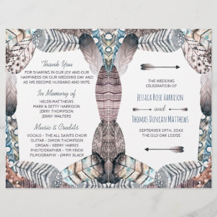 Moderne Plumes tribales Programme de mariage de Bo