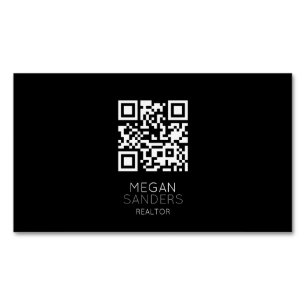 Moderne Realtor noir QR code Magnet Carte de visit