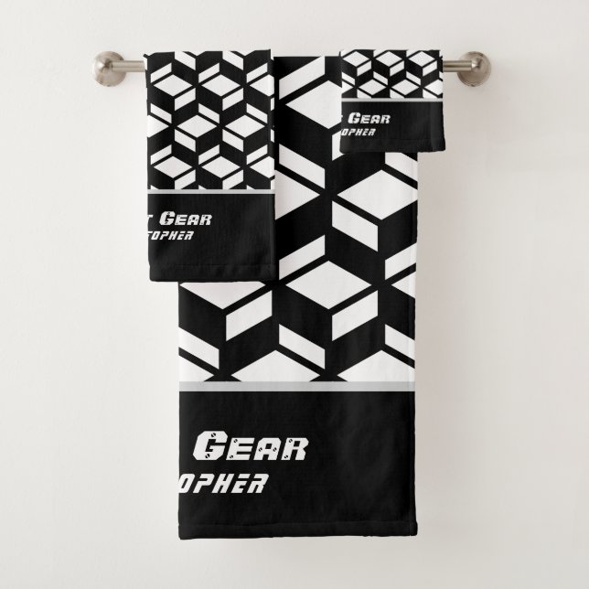 Moderne Répéter Motif noir blanc serviette (En situation)
