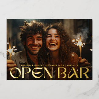 Moderne Rétro Carte de Save The Date avec Bar Ouve