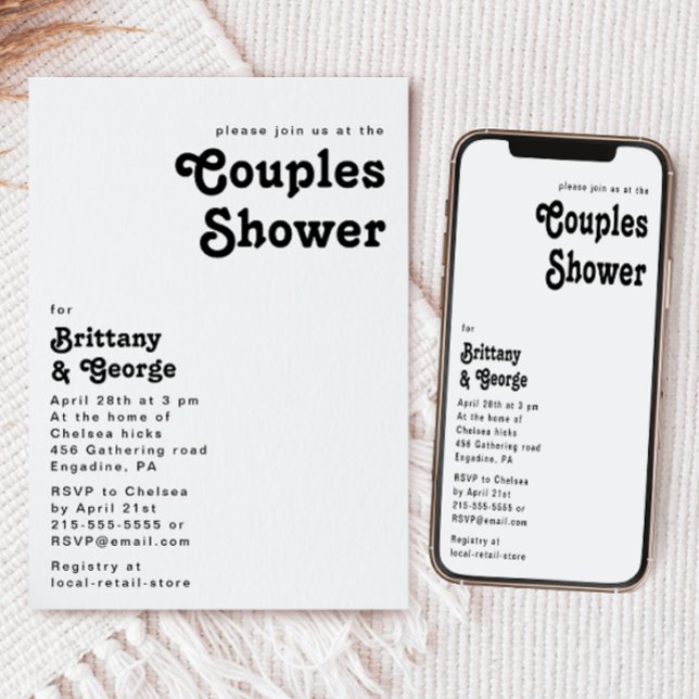 Moderne Rétro Lettres Couples Douche Invitation (Créateur téléchargé)