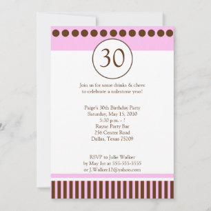 Moderne rose et Brown 5x7 Invitation d'anniversair