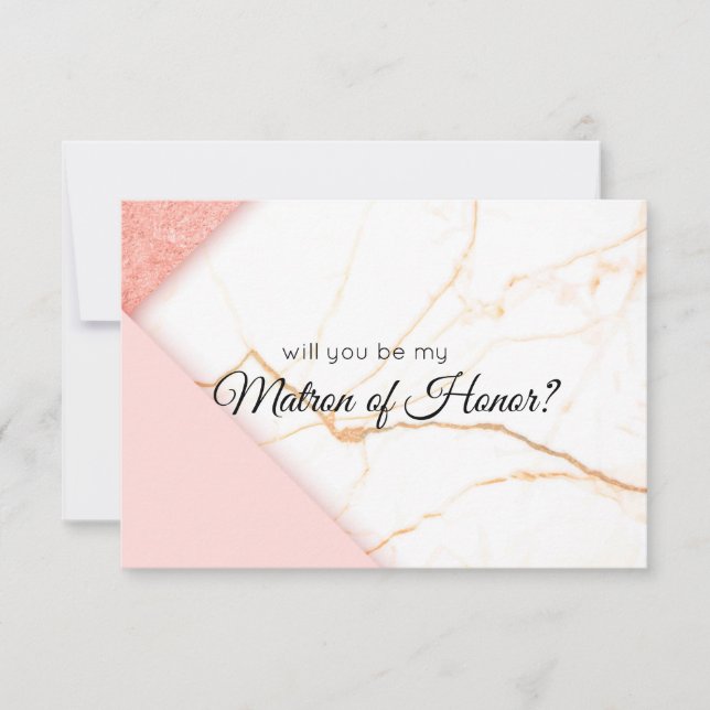 Moderne Rose Gold Will You Be My Matron of Honor (Devant)